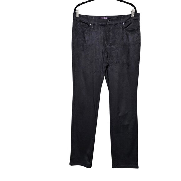 Gloria Vanderbilt Women's Black Straight Leg Pants Size 12 Soft Velvety Finish C - Picture 1 of 10